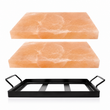 Himalayan Salt Cooking Plate (Pack of 2) with Serving Tray – 12″ × 8″ × 1.5″ Salt Block