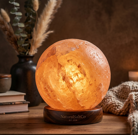 Globe Shape Himalayan Salt Lamp (7–9kg) – Decorative Warm Glow Lamp | NaturalSaltCo