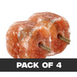 Two pinkish-orange salt blocks with rope handles on a white background, labeled 'Pack of 4'.