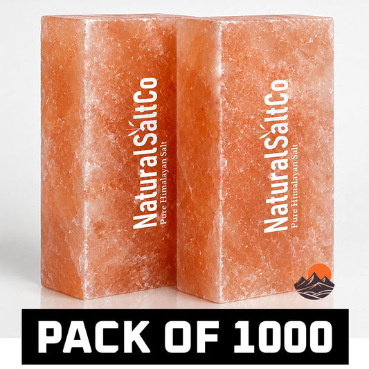 Two blocks of Natural SaltCo Himalayan salt on a white background with text indicating a pack of 1000.