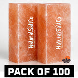 Two blocks of Himalayan salt with 'Natural Salt Co' branding on a white background.