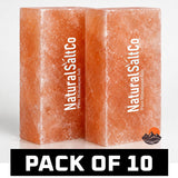 Two blocks of Himalayan salt with 'Natural Salt Co' branding on a white background.