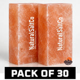 Two blocks of Natural SaltCo Himalayan salt on a white background with 'Pack of 30' text.