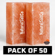 Two blocks of Natural SaltCo Himalayan salt on a white background with 'Pack of 50' text.