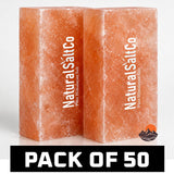 Two blocks of Natural SaltCo Himalayan salt on a white background with 'Pack of 50' text.