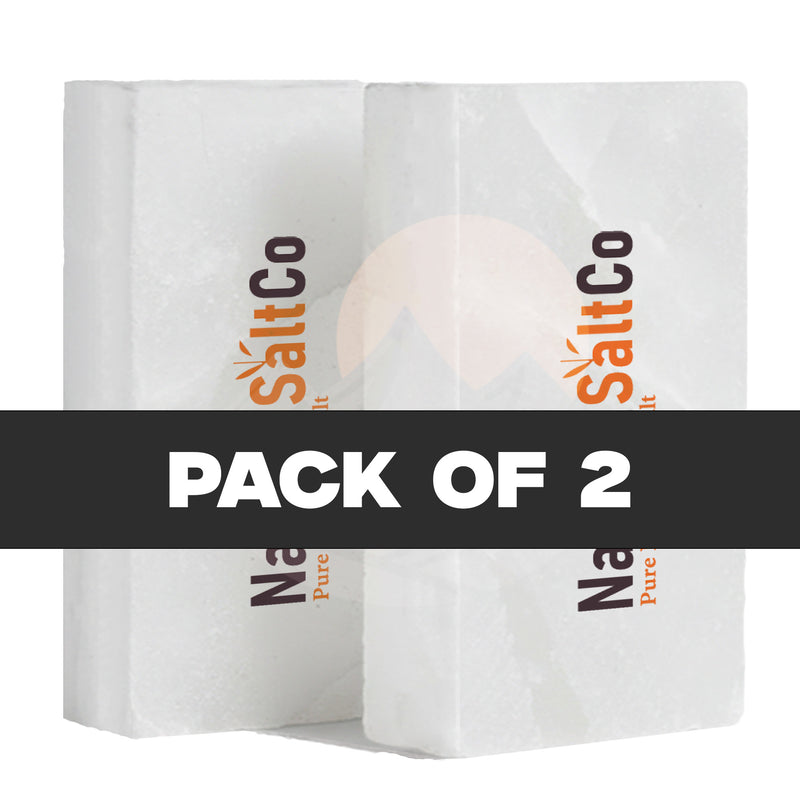 Himalayan White Salt Bricks 8" x 4" x 2" - Pack of 2