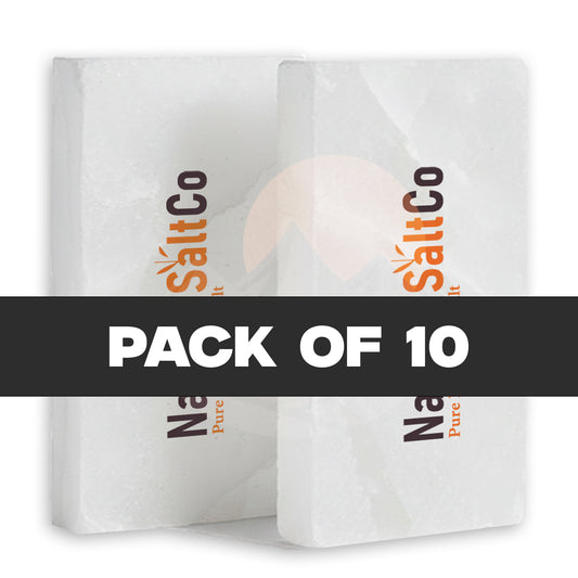 Packaging of SaltCo products with 'Pack of 10' text on a white background