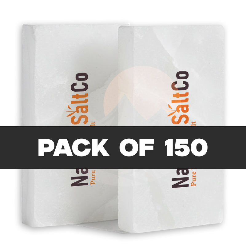 Two packages of SaltCo salt with a text overlay indicating 'Pack of 150' on a white background.