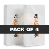 Pack of 4 SaltCo salt packets on a white background