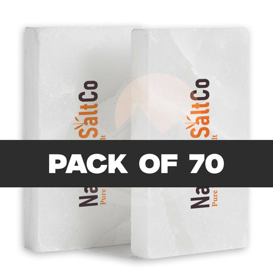 Two packages of SaltCo with a text overlay indicating 'Pack of 70' on a white background.
