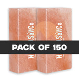 Three pink salt blocks with 'N'SaltCo' branding and text 'Pack of 100' on a white background.