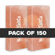 Four pink salt blocks with 'SaltCo' branding on a white background, labeled as a pack of 150.