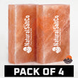 Two rectangular blocks of Natural Salt Co. Himalayan salt shown side by side on a white background, with a black banner at the bottom reading 'PACK OF 4'.