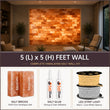 Pink Salt Wall 5×5 ft – 25 Sq Ft Himalayan Salt Brick with LED Strip& Adhesive