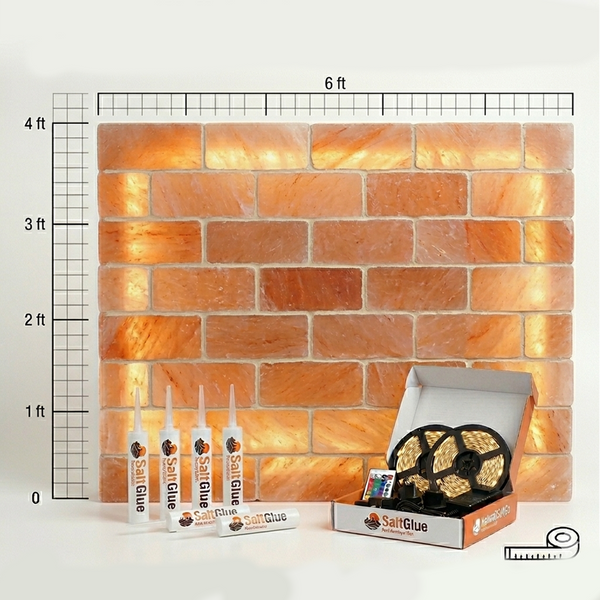 Pink salt wall 4x6 ft 24 sq ft Himalayan rock salt brick kit with LED lights