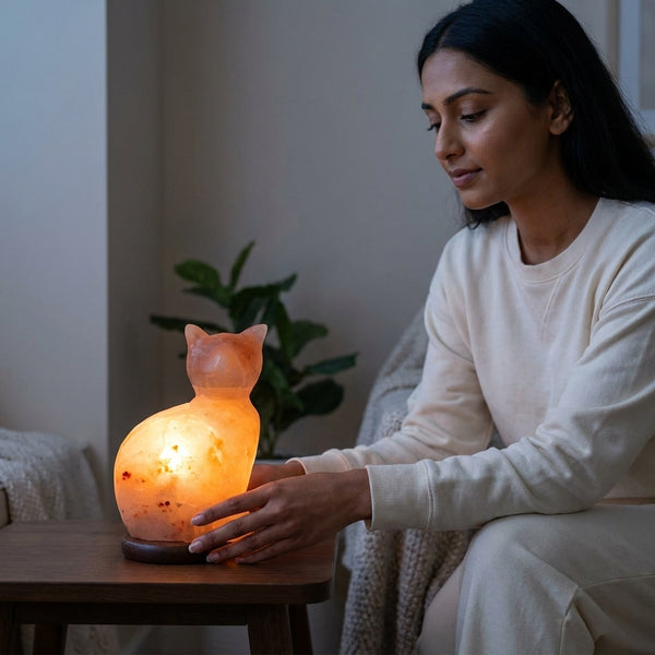 Cat Shape Upright Himalayan Salt Lamp (4–6kg) – Decorative 9 Inch Warm Glow Lamp | NaturalSaltCo