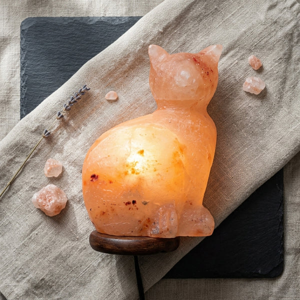 Cat Shape Upright Himalayan Salt Lamp (4–6kg) – Decorative 9 Inch Warm Glow Lamp | NaturalSaltCo